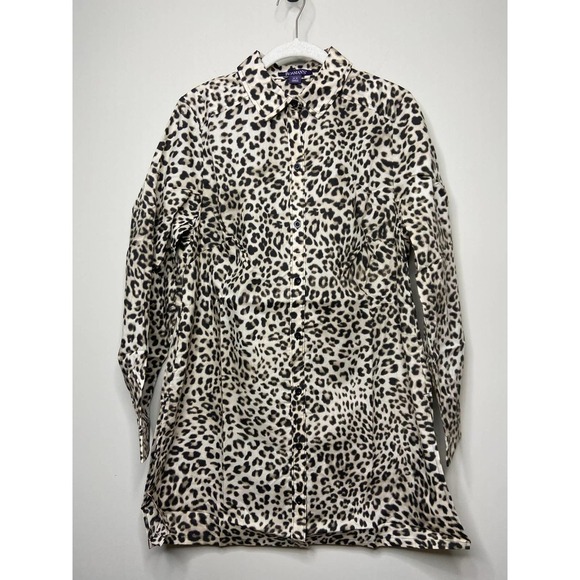 NWOT Roaman's Animal Print Button Up Tunic Shirt Size 12W - Picture 1 of 7